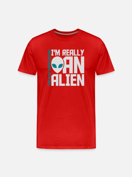 human costume alien quote - Men's Premium Organic T-Shirt - red