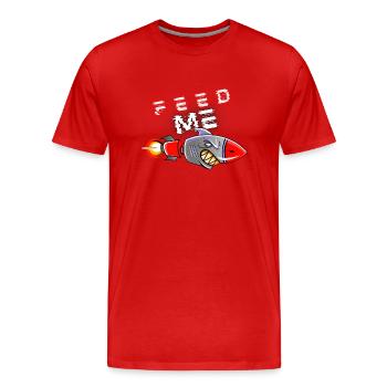 Nourrissez-moi, fusée de requin affamée - T-shirt bio Premium Homme - rouge - Devant - Damien (186cm)