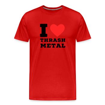 J’adore le trash metal - T-shirt bio Premium Homme - rouge - Devant - Damien (186cm)