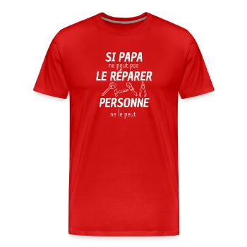Cadeau parfait pour un papa parfait. papa bricolo - T-shirt bio Premium Homme - rouge - Devant - Damien (186cm)