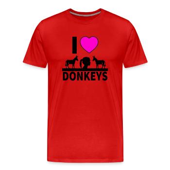 Âne - T-shirt bio Premium Homme - rouge - Devant - Damien (186cm)