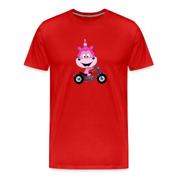 EINHORN - MOTORRAD - BIKER - MOTORSPORT - Männer Premium Bio T-Shirt - Rot - Vorne - Damien (186cm)