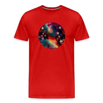 Universum Galaxy Sterne - Männer Premium Bio T-Shirt - Rot - Vorne - Damien (186cm)