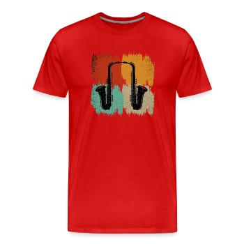 Saxophon retro - Männer Premium Bio T-Shirt - Rot - Vorne - Damien (186cm)