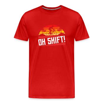 Oh Schicht - Lustiges Radfahren - Männer Premium Bio T-Shirt - Rot - Vorne - Damien (186cm)
