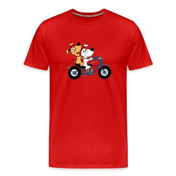 HUNDE - MOTORRAD - BIKER - TIERE - LIEBE - Männer Premium Bio T-Shirt - Rot - Vorne - Damien (186cm)
