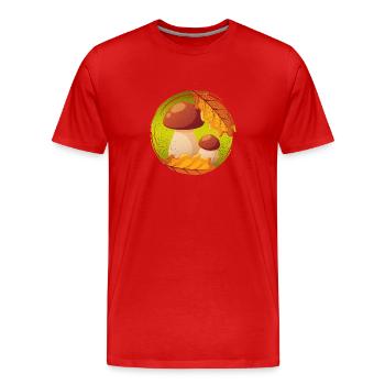 Cèpe Champignon Ramasseur Cueillette Porcini - T-shirt bio Premium Homme - rouge - Devant - Damien (186cm)