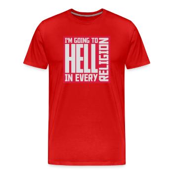 En allant en enfer - T-shirt bio Premium Homme - rouge - Devant - Damien (186cm)