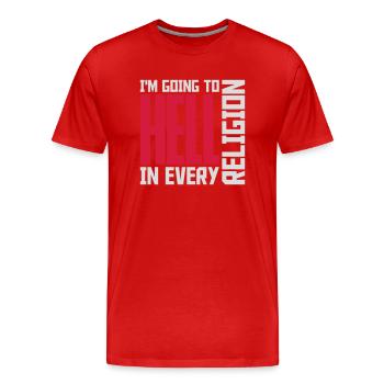 En allant en enfer - T-shirt bio Premium Homme - rouge - Devant - Damien (186cm)