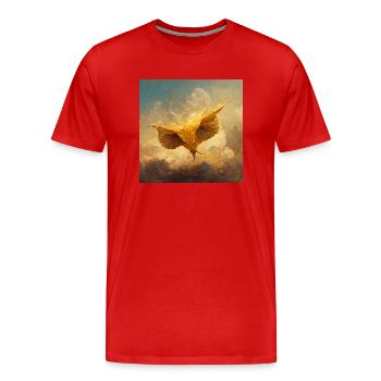 Aufsteigender Goldener Vogel - Männer Premium Bio T-Shirt - Rot - Vorne - Damien (186cm)
