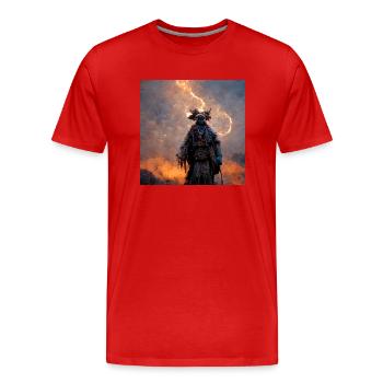 Schamane 1 - Männer Premium Bio T-Shirt - Rot - Vorne - Damien (186cm)