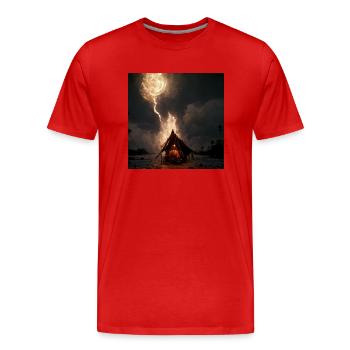 Schamane 6 - Männer Premium Bio T-Shirt - Rot - Vorne - Damien (186cm)