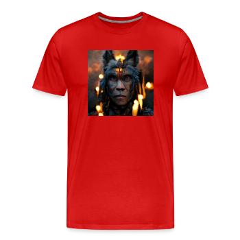 Schamane 2 - Männer Premium Bio T-Shirt - Rot - Vorne - Damien (186cm)