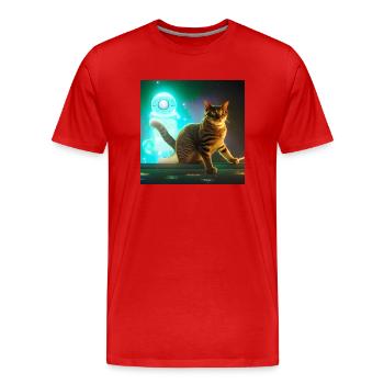 The Universe Cat - Men's Premium Organic T-Shirt - red - Front - Damien (186cm)