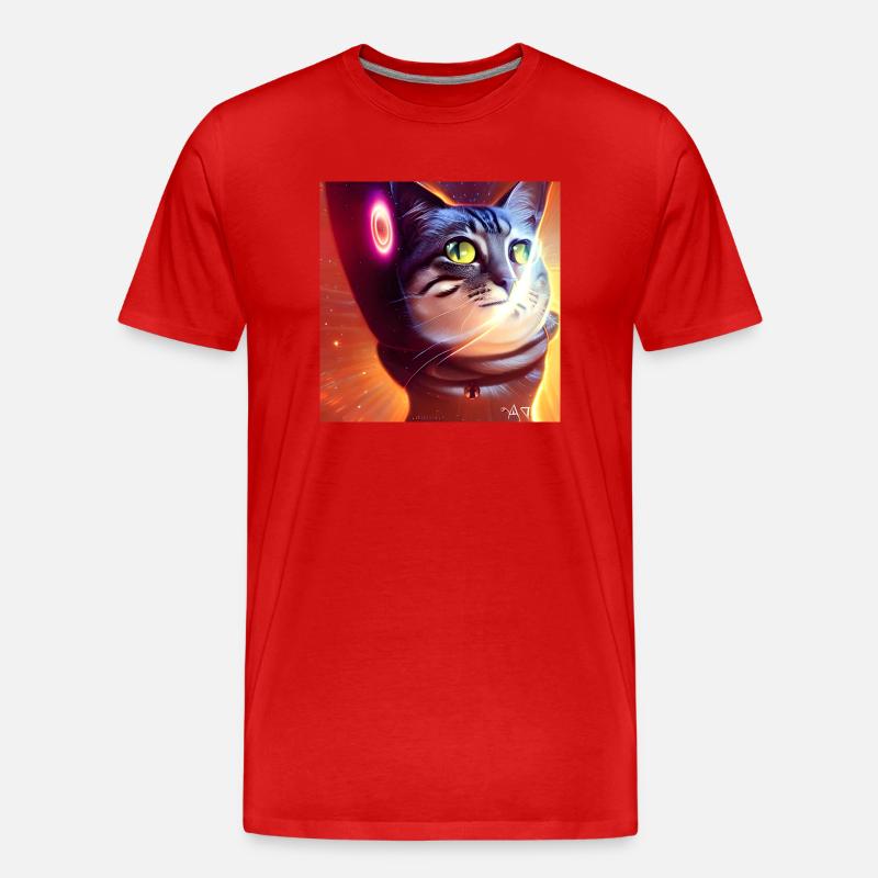 The Universe Cat - Männer Premium Bio T-Shirt - Rot