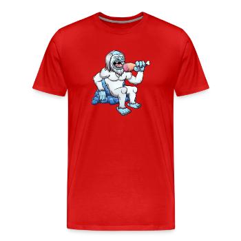 Yeti isst Fleisch - Männer Premium Bio T-Shirt - Rot - Vorne - Damien (186cm)