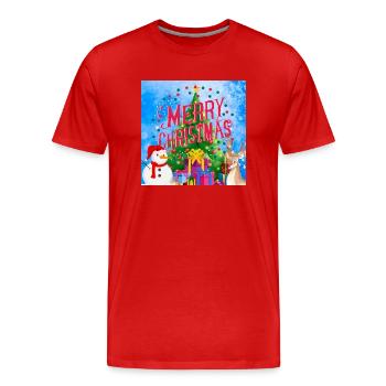 Happy holidays. Christmas - Men's Premium Organic T-Shirt - red - Front - Damien (186cm)