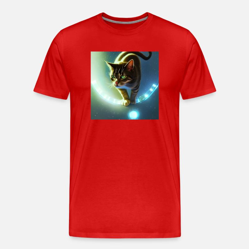 Die Universums Katze - Männer Premium Bio T-Shirt - Rot