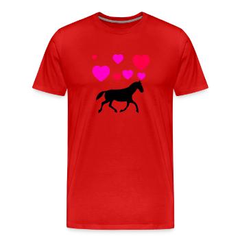 Cheval - T-shirt bio Premium Homme - rouge - Devant - Damien (186cm)
