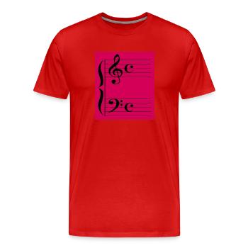 Clefs musicales - T-shirt bio Premium Homme - rouge - Devant - Damien (186cm)