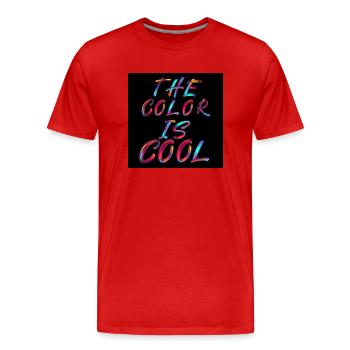 La couleur est cool, thème coloré - T-shirt bio Premium Homme - rouge - Devant - Damien (186cm)