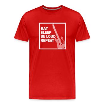 Guitar Guitar - Eat Sleep repeat saying funny - Men's Premium Organic T-Shirt - red - Front - Damien (186cm)