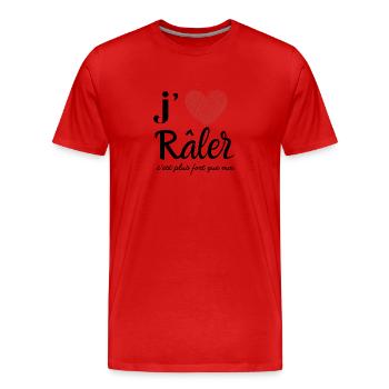 j aime râler c'est plus fort que moi - humour - T-shirt bio Premium Homme - rouge - Devant - Damien (186cm)