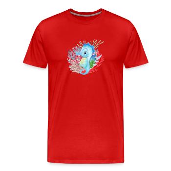 océan, hippocampe - T-shirt bio Premium Homme - rouge - Devant - Damien (186cm)