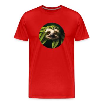 Paresseux avec des feuilles - T-shirt bio Premium Homme - rouge - Devant - Damien (186cm)