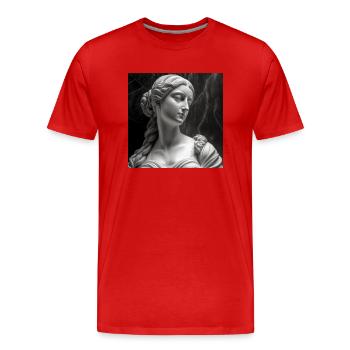 portrait beautiful young woman carved in marble 3 - Men's Premium Organic T-Shirt - red - Front - Damien (186cm)