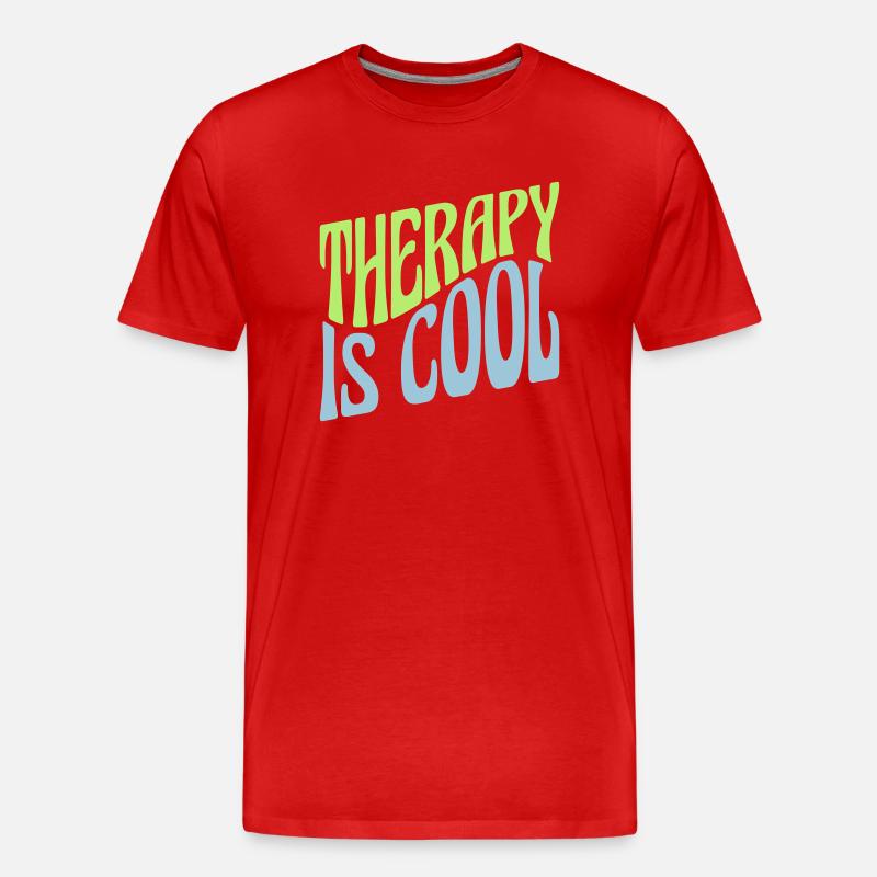therapy is cool Zitat - Männer Premium Bio T-Shirt - Rot