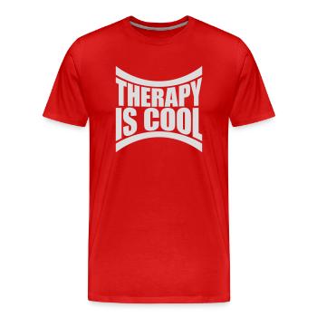 la thérapie est cool Citation - T-shirt bio Premium Homme - rouge - Devant - Damien (186cm)