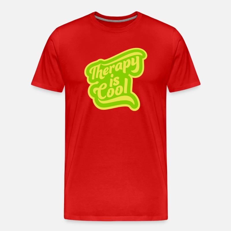 therapy is cool Zitat - Männer Premium Bio T-Shirt - Rot