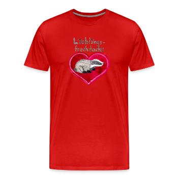 Lieblingsfrechdachs mit großem Herz - Männer Premium Bio T-Shirt - Rot - Vorne - Damien (186cm)