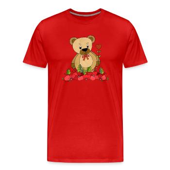 Teddybär - Männer Premium Bio T-Shirt - Rot - Vorne - Damien (186cm)