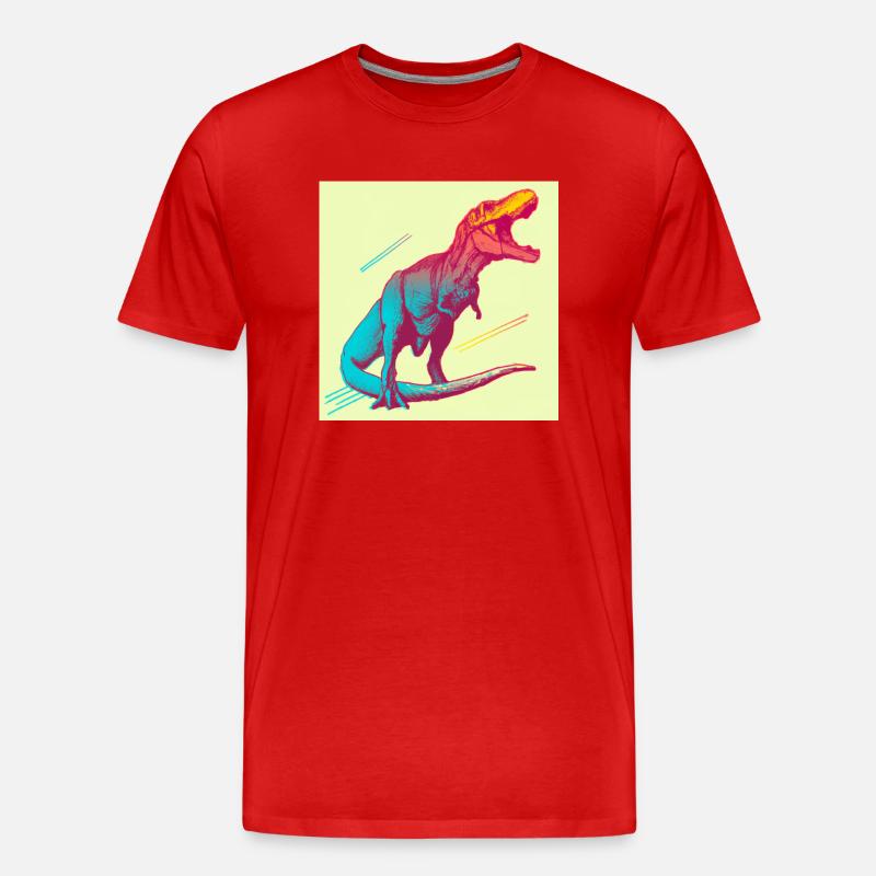 T-Rex Bunt - Männer Premium Bio T-Shirt - Rot