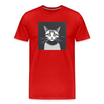 Katze - Männer Premium Bio T-Shirt - Rot - Vorne - Damien (186cm)