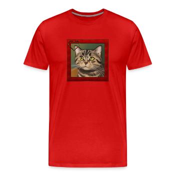 Katzenportrait 3 - Männer Premium Bio T-Shirt - Rot - Vorne - Damien (186cm)