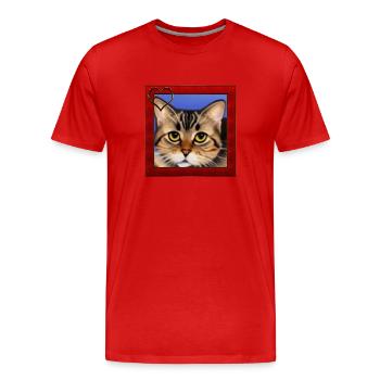 Cat portrait 8 - Men's Premium Organic T-Shirt - red - Front - Damien (186cm)