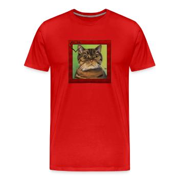 Katzenportrait 5 - Männer Premium Bio T-Shirt - Rot - Vorne - Damien (186cm)