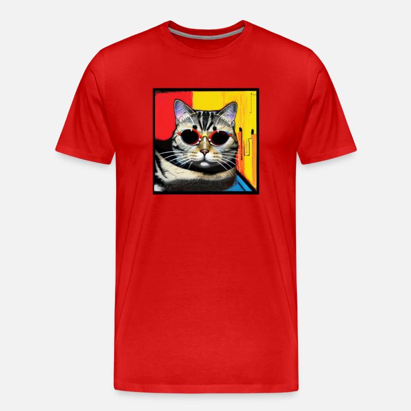 Coole Katze 4 - Männer Premium Bio T-Shirt - Rot