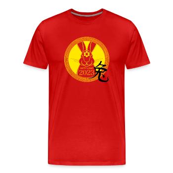 Chinese New Year 2023 lunar new year Rabbit - Men's Premium Organic T-Shirt - red - Front - Damien (186cm)