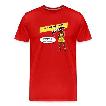 Les Hommes préfèrent les rondes 04 - T-shirt bio Premium Homme - rouge - Devant - Damien (186cm)
