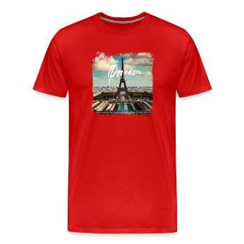 Paris Tour Eiffel style décontracté - T-shirt bio Premium Homme - rouge - Devant - Damien (186cm)
