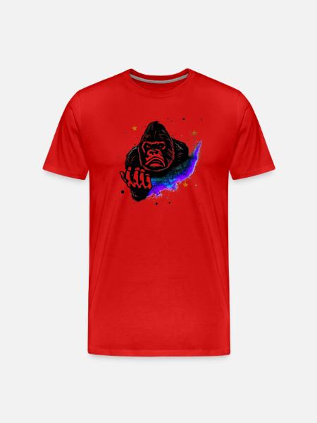 Gorilla Nebula | AI Art | AI generated Art - Men's Premium Organic T-Shirt - red