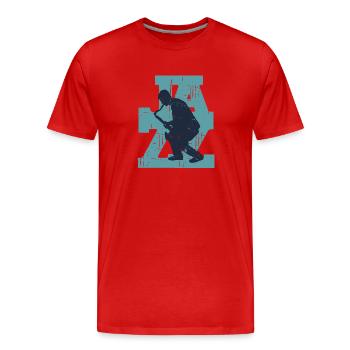 Saxophone Jazz Rétro - T-shirt bio Premium Homme - rouge - Devant - Damien (186cm)