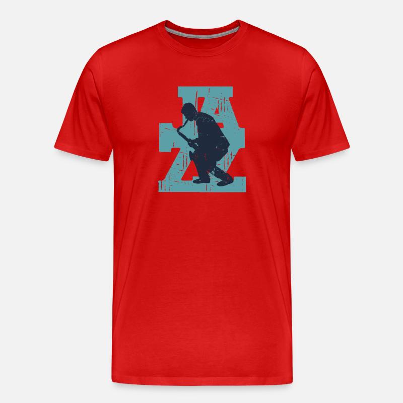 Jazz Saxophone Retro - Männer Premium Bio T-Shirt - Rot