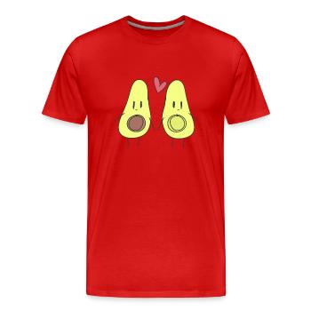 Avocat aime la nourriture pour couples - T-shirt bio Premium Homme - rouge - Devant - Damien (186cm)