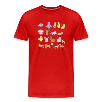 Symboles Animaux Animal Amour Chats Chiens Modèles - T-shirt bio Premium Homme - rouge - Devant - Damien (186cm)