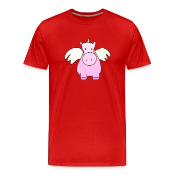 Unicorn Animal Cartoon Horse - Men's Premium Organic T-Shirt - red - Front - Damien (186cm)